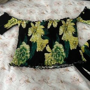 Smocked crop top and short set